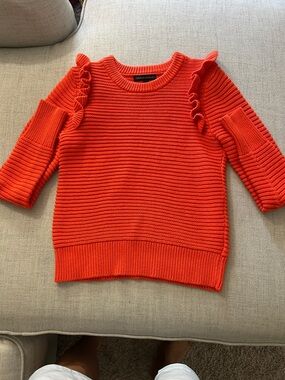 Banana Republic Orange Off-the-Shoulder Ruffle Sweater